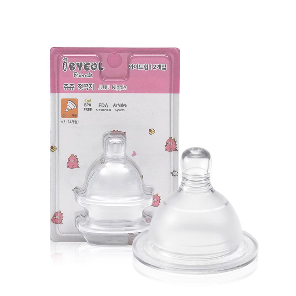 [I-BYEOL Friends] JuJu nipple, 2pcs, + (3~24 month)_ Air valve System, Anti Colic, FDA approved, BPA FREE _ Made in KOREA